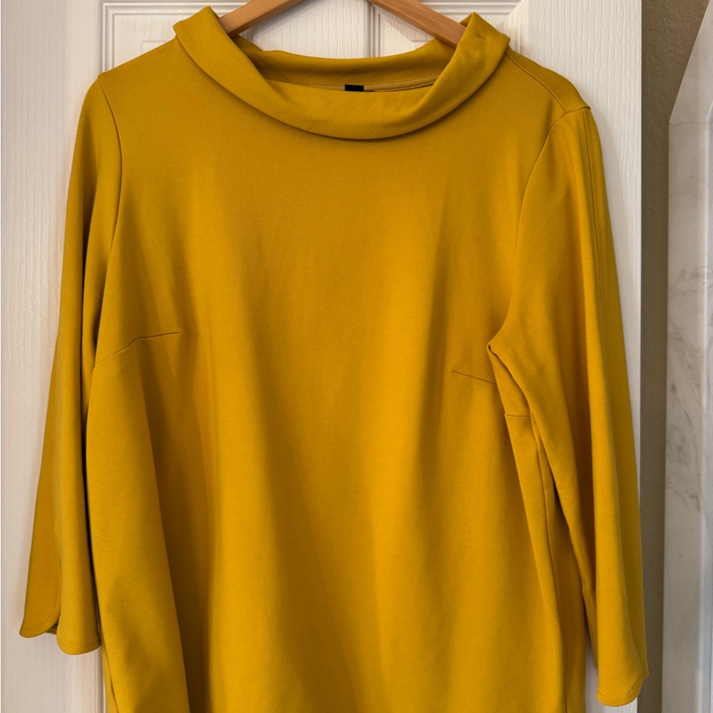 Ann Taylor Mustard Yellow Cowl Neck Women's Top